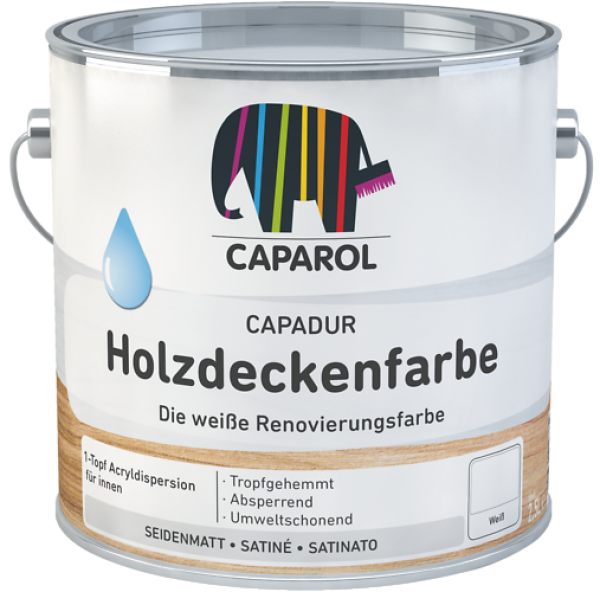 Caparol Capadur Holzdeckenfarbe seidenmatt weiß