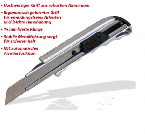 Cuttermesser Profi Metallkörper mit Aluminiumbeschichtung 18 mm